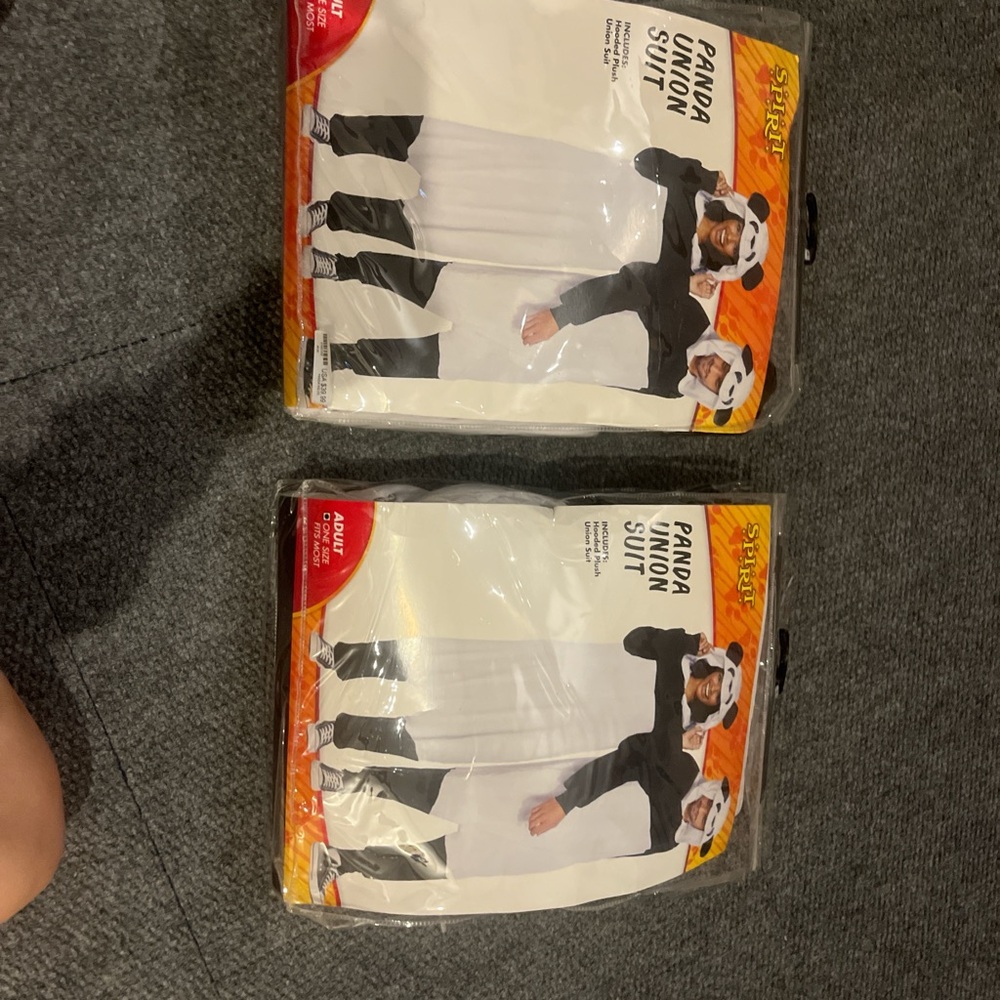 Two panda costumes/onesies